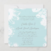Aqua Blue Blauwgroen  Floral Wedding Invitation Kaart (Voorkant)
