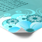 Aqua Blue Blauwgroen Floral Wedding Table Zitplaat Poster (Hoek)