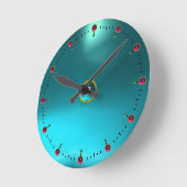 AQUA BLUE BLAUWGROEN GEM STONE RONDE KLOK (Hoek)