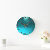 AQUA BLUE BLAUWGROEN GEM STONE RONDE KLOK (Huis)