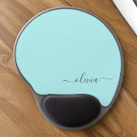 Aqua Blue Blauwgroen Girly Script Monogram Name Mo Gel Muismat<br><div class="desc">Aqua Blue Blauwgroen Monogram Voeg je eigen naam Mousepad (Muismat) toe. Dit maakt de perfecte liefhebbende 16 verjaardag,  bruiloft,  vrijgezellenfeest,  verjaardagsdag,  baby shower of vrijgezellenfeest voor iemand die van luxe glam en stijl houdt.</div>