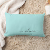 Aqua Blue Blauwgroen Girly Script Monogram Name Mo Kussen (Deken)