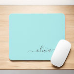 Aqua Blue Blauwgroen Girly Script Monogram Name Mo Muismat<br><div class="desc">Aqua Blue Blauwgroen Monogram Voeg je eigen naam Mousepad (Muismat) toe. Dit maakt de perfecte liefhebbende 16 verjaardag,  bruiloft,  vrijgezellenfeest,  verjaardagsdag,  baby shower of vrijgezellenfeest voor iemand die van luxe glam en stijl houdt.</div>