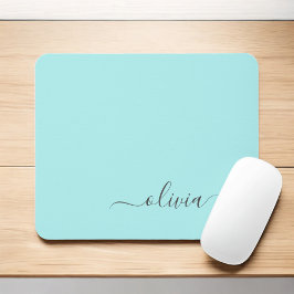 Aqua Blue Blauwgroen Girly Script Monogram Name Mo Muismat