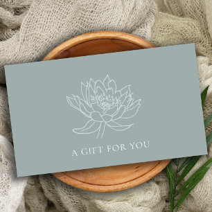 AQUA BLUE BLAUWGROEN GOLD LOTUS FLORAL GIFT CERTIF VISITEKAARTJE