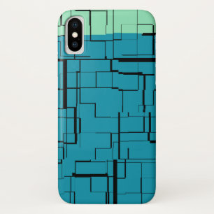 Aqua Blue Blauwgroen Green Modern Pattern iPhone X Hoesje
