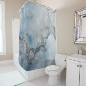 Aqua Blue Blauwgroen Grijs Beige Abstract Home Dec Douchegordijn (In situ)