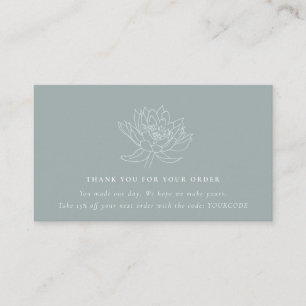 AQUA BLUE BLAUWGROEN LOTUS FLORA LOGO TOONT DANK J VISITEKAARTJE