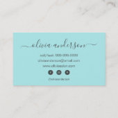 Aqua Blue Blauwgroen meisje Simple Hair Makeup Sal Visitekaartje (Achterkant)