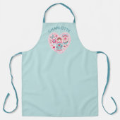 Aqua Blue Blauwgroen Modern Girly Kitchen Schort (Voorkant)