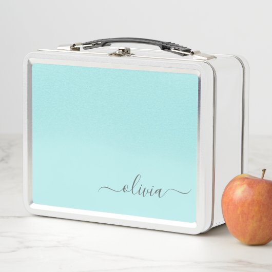 Aqua Blue Blauwgroen modern script meisjesmonogram (In situ)