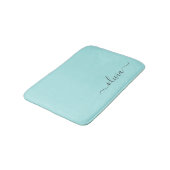Aqua Blue Blauwgroen modern script meisjesmonogram Badmat (Gekanteld)