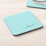 Aqua Blue Blauwgroen modern script meisjesmonogram Bier Onderzetter<br><div class="desc">Aqua Blue Blauwgroen Simple Script Monogram Name Paper Onderzetters. Dit maakt het perfecte afstuderen,  de verjaardag,  de bruiloft,  het vrijgezellenfeest,  de verjaardag,  het baby shower of het bachelorette feest cadeau voor iemand die van glam luxe en chic stijlen houdt.</div>