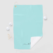 Aqua Blue Blauwgroen modern script meisjesmonogram Golfhanddoek (Insitu)