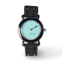 Aqua Blue Blauwgroen modern script meisjesmonogram