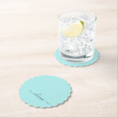 Aqua Blue Blauwgroen modern script meisjesmonogram Kartonnen Onderzetters (Insitu)