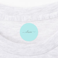 Aqua Blue Blauwgroen modern script meisjesmonogram
