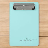 Aqua Blue Blauwgroen modern script meisjesmonogram Mini Klembord