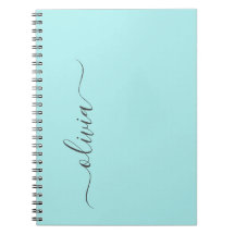 Aqua Blue Blauwgroen modern script meisjesmonogram