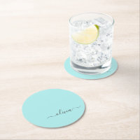 Aqua Blue Blauwgroen modern script meisjesmonogram
