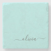 Aqua Blue Blauwgroen modern script meisjesmonogram