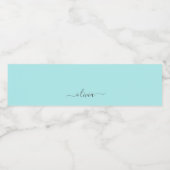 Aqua Blue Blauwgroen modern script meisjesmonogram Waterfles Etiket (Enkel label)