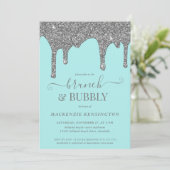 Aqua Blue Blauwgroen Silver Glitter Drift Brunch B Kaart (Staand voorkant)