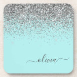Aqua Blue Blauwgroen Silver Glitter Monogram Bier Onderzetter<br><div class="desc">Aqua Blue - Blauwgroen en Silver Glitter Script Monogram Name Paper Onderzetters. Dit maakt het perfecte afstuderen,  de verjaardag,  de bruiloft,  het vrijgezellenfeest,  de verjaardag,  het baby shower of het bachelorette feest cadeau voor iemand die van glam luxe en chic stijlen houdt.</div>