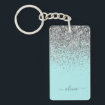 Aqua Blue Blauwgroen Silver Glitter Monogram Sleutelhanger<br><div class="desc">Aqua Blue - Blauwgroen en Zilver Sparkle Glitter Script Monogram Name Sleutelhanger. Dit maakt de perfecte liefhebbende 16 verjaardag,  bruiloft,  vrijgezellenfeest,  verjaardagsdag,  baby shower of vrijgezellenfeest voor iemand die van luxe glam en stijl houdt.</div>