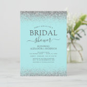 Aqua Blue Blauwgroen Silver Glitter Vrijgezellenfe Kaart (Staand voorkant)