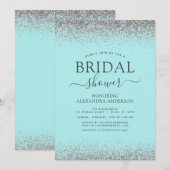 Aqua Blue Blauwgroen Silver Glitter Vrijgezellenfe Kaart (Voorkant / Achterkant)