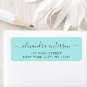 Aqua Blue Blauwgroen Silver Script Typography Wedd Etiket (Insitu)