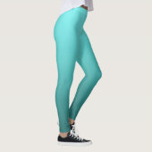 Aqua Blue Blauwgroen Turquoise Dipped Ombre Leggings (Rechts)
