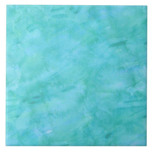 Aqua Blue Blauwgroen Waterverf Textielpatroon Tegeltje (Voorkant)