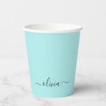 Aqua Blue Blauwgroen zwart monogram papieren beker<br><div class="desc">Aqua Blue - Blauwgroen en zwart Elegant Monogram Verjaardag,  bruiloft,  Vrijgezellenfeest of vrijgezellenfeest Cup. Deze verjaardagsfeestje beker kan worden aangepast om uw voornaam op te nemen. Neem contact op met de ontwerper voor aangepaste overeenkomende items.</div>
