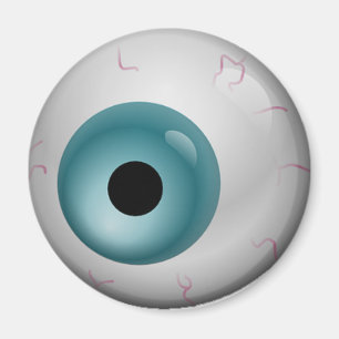 Aqua Blue Bloodshot Zombie Eyeball Halloween Magneet