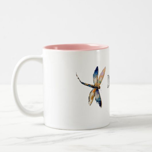 Aqua Blue Blush Libellen Tweekleurige Koffiemok (Links)