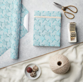 Aqua Blue Boho Bloemen Cadeaupapier