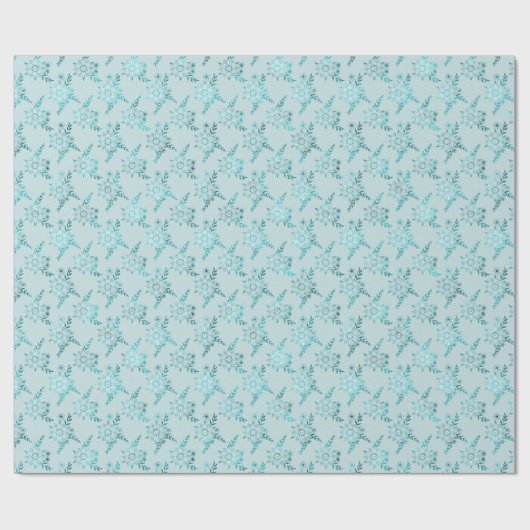 Aqua Blue Boho Bloemen Cadeaupapier (Vlak)