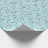 Aqua Blue Boho Bloemen Cadeaupapier (Hoek)