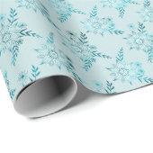 Aqua Blue Boho Bloemen Cadeaupapier (Rol Hoek)