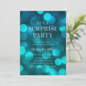 Aqua Blue Bokeh Het is een Verrassingsfeestje Verj Kaart (Staand voorkant)