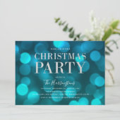 Aqua Blue Bokeh Lights Faux Zilveren Kerstfeest Kaart (Staand voorkant)