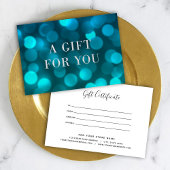 Aqua Blue Bokeh Lights Silver Cadeaubon