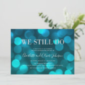 Aqua Blue Bokeh Lights Zilver Bruiloft Jubileum Kaart (Staand voorkant)