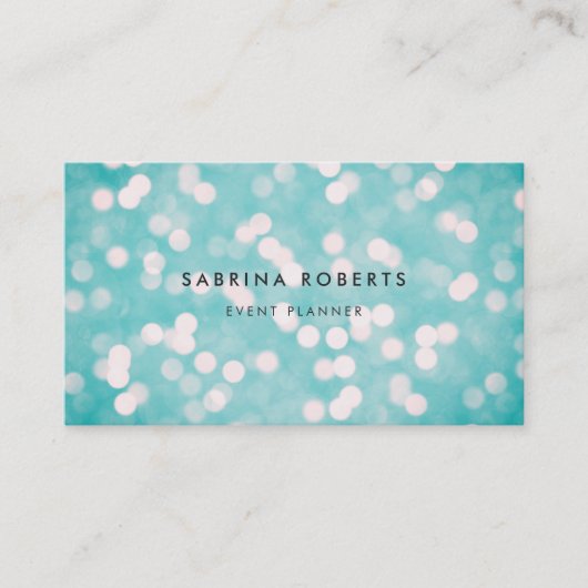 Aqua Blue Bokeh Visitekaartje (Voorkant)