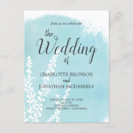 Aqua Blue Botanical Waterverf Wash Weddenschap Briefkaart