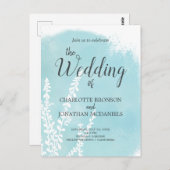 Aqua Blue Botanical Waterverf Wash Weddenschap Briefkaart (Voorkant / Achterkant)