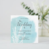 Aqua Blue Botanical Waterverf Wash Weddenschap Kaart (Staand voorkant)