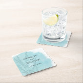 Aqua Blue Botanical Waterverf Wash Weddenschap Kartonnen Onderzetters (Insitu)